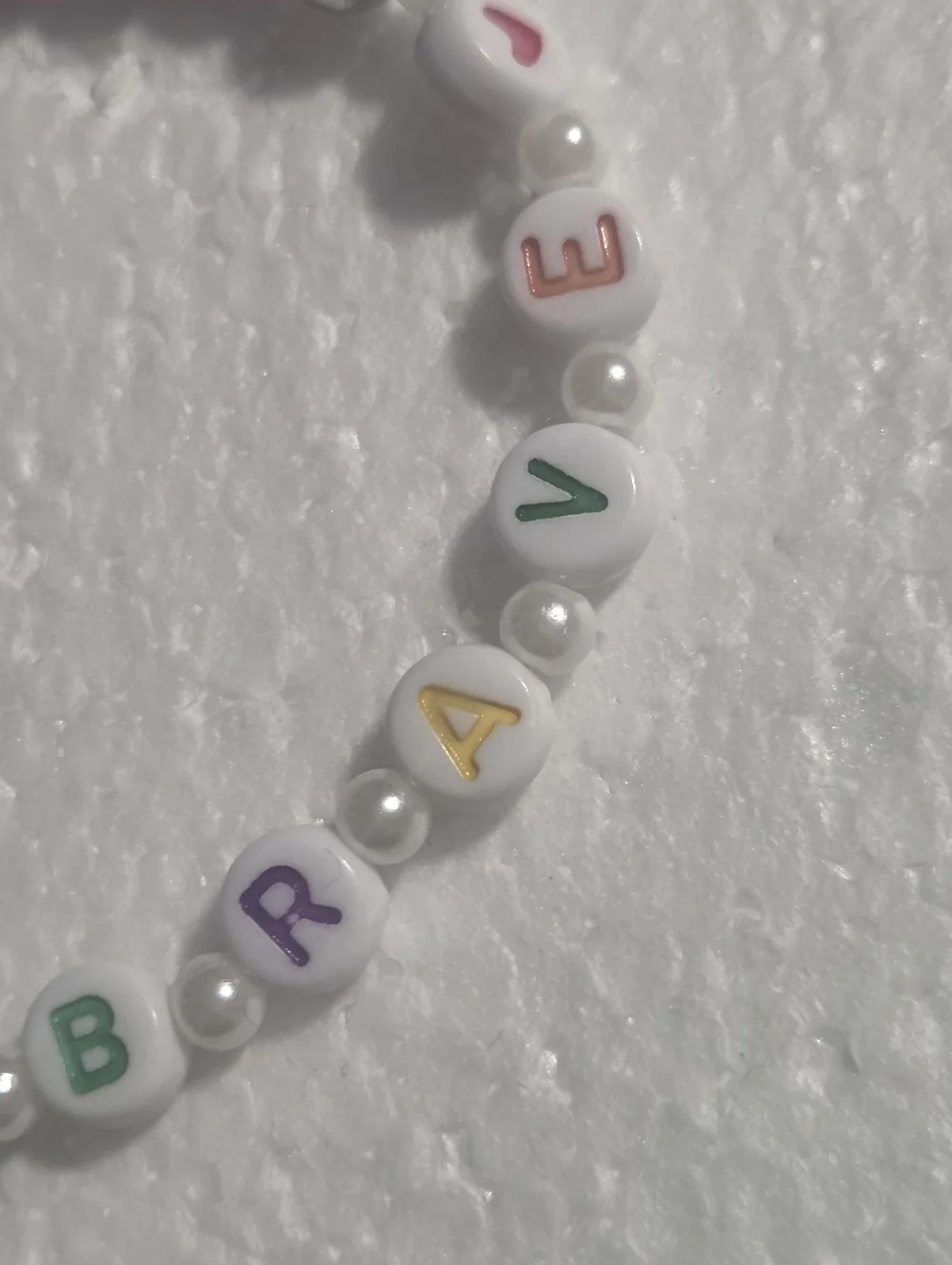 Handcrafted Kids 'BRAVE' Beaded Stretch Bracelet - Purple & Silver - Picture 5 of 8